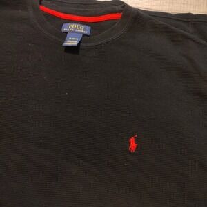 Polo Ralph Lauren Waffel Knit T shirt Black Mens XL Crew Neck Short Sleeve